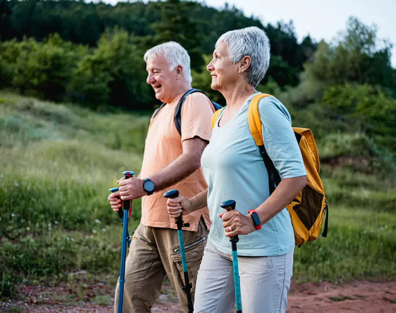 2 seniors on a hiking trip